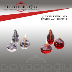 3LÜ CAM KANDİL MİX KANDİL YAĞI HEDİYELİ
