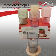 WARDY-01686 6LI RENKLİ PİNTEREST CAM BARDAK