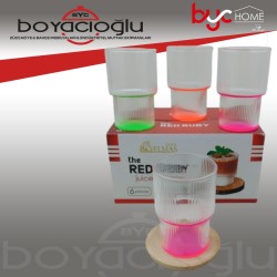 WARDY-01730 6LI RENKLİ PİNTEREST CAM BARDAK