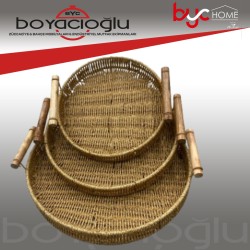 WARDY-30137 BAMBU KULP 3LÜ HASIR TEPSİ YUV