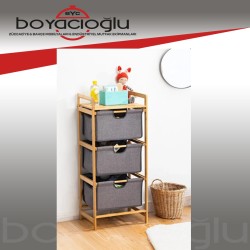 YCK-455 3 KATLI BAMBU RAF KİRLİ SEPET