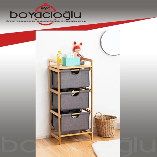 YCK-455 3 KATLI BAMBU RAF KİRLİ SEPET