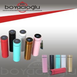 DİGİTAL ISI GÖSTERGELİ MERMİ TERMOS 500ML