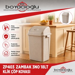 ZP403 ZAMBAK 3NO 18LT KLİK ÇÖP KOVASI