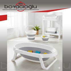 ZP464 ZAMBAK KATLANIR BEBE KÜVET SET KÜVET KOVA MAŞRAPA