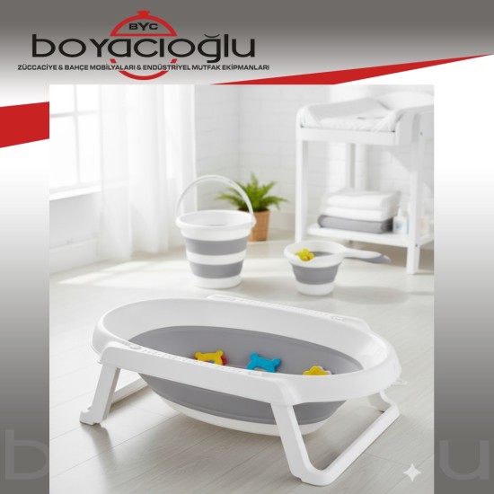 ZP464 ZAMBAK KATLANIR BEBE KÜVET SET KÜVET KOVA MAŞRAPA