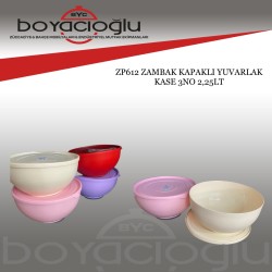 ZP612 ZAMBAK KAPAKLI YUVARLAK KASE 3NO 2,25LT