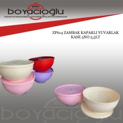 ZP614 ZAMBAK KAPAKLI YUVARLAK KASE 5NO 5,5LT